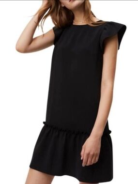 LOFT Classic Black Shift Dress with Ruffle Hem Women’s Size Large Tall NWT